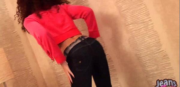  Flashing my panties in tight jeans gets me so wet